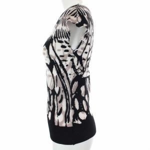 me ISSEY MIYAKE 20SS カットソー 半袖 プリーツ 総柄 ブラック ホワイト