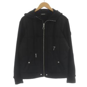 パーカー 中綿ジャケット ジップアップ フード コットン 切替 XS ブラック