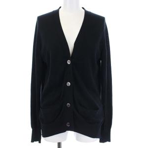 長袖 ニットカーディガン フリル レース 切替 2 ネイビー