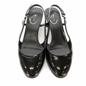 PRADA パンプス ローヒール スリングバッグ ラウンドトゥ レザー 靴 シューズ 35.5 ブラック