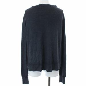 PRADA カーディガン ニット 長袖 ハイゲージ リボン ウール シルク混 44 L グレー