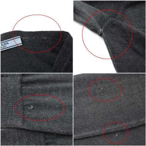 PRADA カーディガン ニット 長袖 ハイゲージ リボン ウール シルク混 44 L グレー