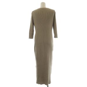 Deuxieme Classe 20SS cherish ワンピース リブニット ロング丈 タイト サイドスリット シルク ベージュ