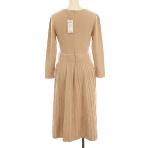 TOCCA 20SS ワンピース フレア ひざ丈 ニット 七分袖 リボン XS ピンクベージュ