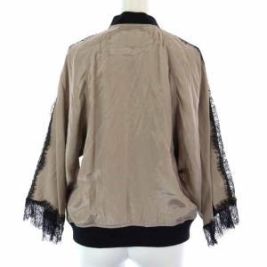 DIESEL ブルゾン ジャケット ジップアップ サテン レース S ピンクベージュ ブラック