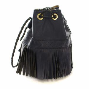 J&M DAVIDSON カーニバル ショルダーバッグ フリンジ 巾着 紺