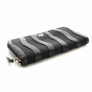 PRADA 長財布 ラウンドファスナー レザー ナイロン 切替 ブラック