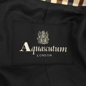 Aquascutum バルマカーンコート チェック 34 ブラウン ネイビー