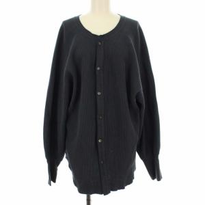 カーディガン ワッフル ストレッチ 長袖 コットン100% F ネイビー