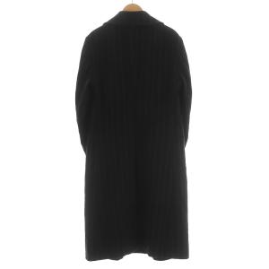 ARMANI COLLEZIONI チェスターコート ロング丈 ダブルボタン ストライプ ウール 40 ブラック グレー