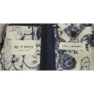 ETRO テーラードジャケット シングル 2B 総柄 コットン 54 ネイビー マルチカラー