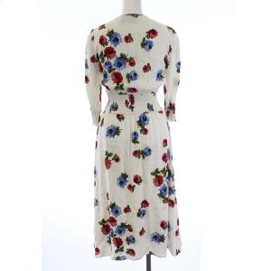 PRADA 16年製 花柄プリントロングワンピース 36 白