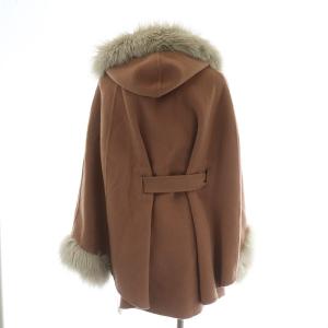 Diagram GRACE CONTINENTAL 20AW ポンチョ コート フード フェイクファー ウール F ピンクブラウン