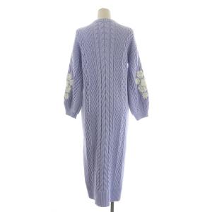 Diagram GRACE CONTINENTAL 20AW ケーブルニットワンピース ロング丈 ミモレ丈 レースアップ 長袖 ボリュームスリーブ 花柄刺繍 ウール混 36 S