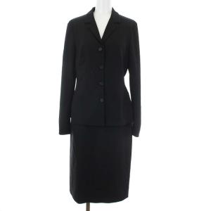 シングル スーツ セットアップ 上下 テーラードジャケット スカート ひざ丈 44 ブラック