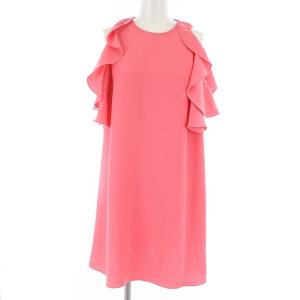 ワンピース ひざ丈 フリル ノースリーブ XXS ピンク