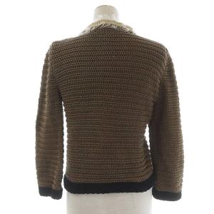 FENDI ニット カーディガン ジャケット 長袖 フリル コットン M ブラウン