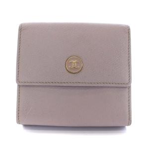 Wホック 三つ折り財布 ココマーク ココボタン レザー ピンクベージュ