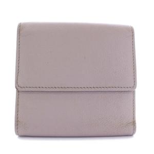 CHANEL Wホック 三つ折り財布 ココマーク ココボタン レザー ピンクベージュ