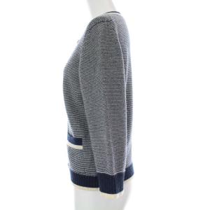 CHANEL 08C ニットカーディガン ココボタン カシミヤ 英国製 S 紺 白