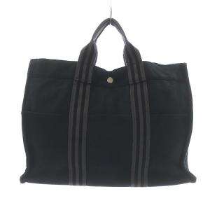 HERMES フールトゥ MM トートバッグ キャンバス ブラック グレー