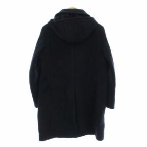 DANTON 18AW ロングコート フーデッドコート くるみボタン ウール アウター 38 ネイビー