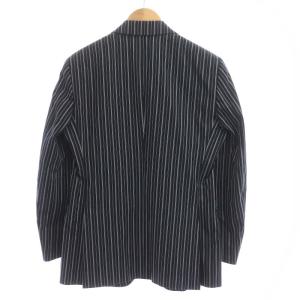 ETRO 裏地ペイズリー柄ストライプテーラードジャケット 48 ネイビー