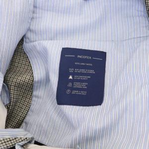 INCOTEX SUPER100'S グレンチェック パンツ センタープレス ウール 48 グレー ブラック