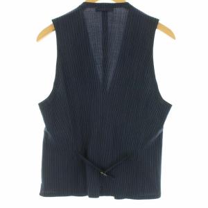 Gabriele Pasini ベスト ジレ ダブル 前開き ストライプ 尾錠 ウール 48 ネイビー