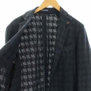 Gabriele Pasini 総柄テーラードジャケット シングル 48 ネイビー