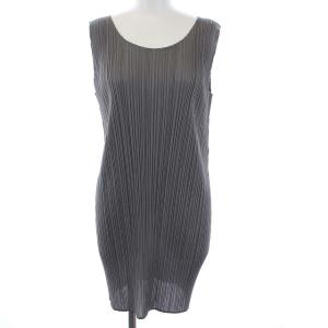 イッセイミヤケ ノースリーブ ワンピース ミニ 3 L グレー