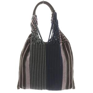 MARNI MARKET フラワーカフェ ハンモックバッグ ストライプ ブラウン