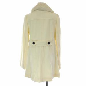 BLUE LABEL CRESTBRIDGE ウールコート ミドル丈 ラビットファー アウター 38 M 白 アイボリー