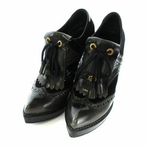 GUCCI ブーティ ショートブーツ ハイヒール ポインテッドトゥ キルト メダリオン 38.5 ブラック