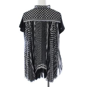 sacai 16年製 プリーツ切替ドットTシャツ 2 ブラック