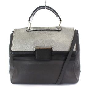 FURLA アルテーシア トップハンドル ハンドバッグ 2way レザー グレー シルバー