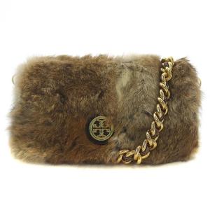 ショルダーバッグ メッセンジャーバッグ ポシェット チェーン ラビットファー ベージュ ゴールド