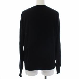 Drawer ニットカーディガン 長袖 かぎ編み クルーネック コットン リネン 1 ブラック