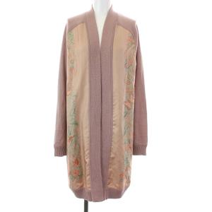 JUNGLE LOVE ロングカーディガン 花柄 シルク アルパカ 38 ピンク