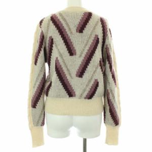 ISABEL MARANT ETOILE ニット セーター クルーネック 長袖 薄手 総柄 M パープル ベージュ ピンク