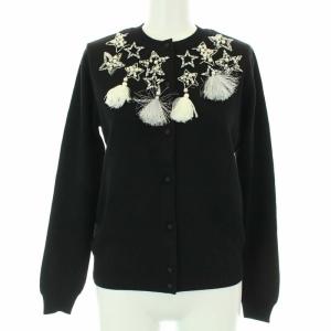 19AW スタータッセルカーディガン ニット 長袖 ビジュー ラインストーン ウール混 F ブラック