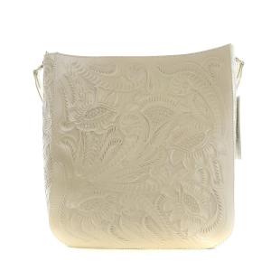 CARVING TRIBES ロレッタ ワンショルダーバッグ 花柄 総柄 レザー ホワイト パールホワイト