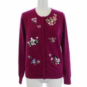 18AW 花刺繍スパンコールニットカーディガン F ピンク