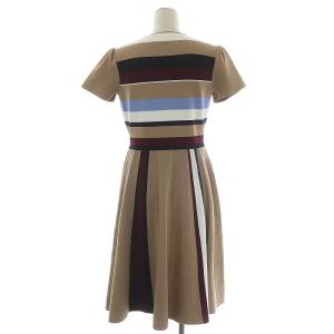 M'S GRACY 2019年製 ワンピース 半袖 ひざ丈 ボーダー 40 L ベージュ マルチカラー