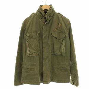 ミリタリージャケット ワーク スタッズ フード 2way M カーキ