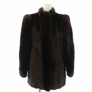 SELECTED ファーコート ミドル ミンクファー 毛皮 銀サガ ブラウン