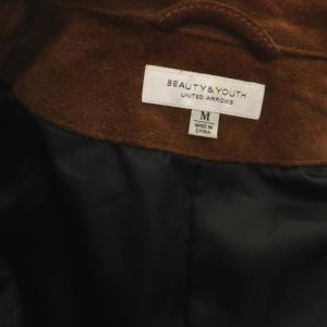 BEAUTY&YOUTH UNITED ARROWS ダブル ライダースジャケット ジップアップ スエード カウレザー M ブラウン