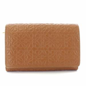 リピートアナグラム 二つ折り財布 レザー 茶