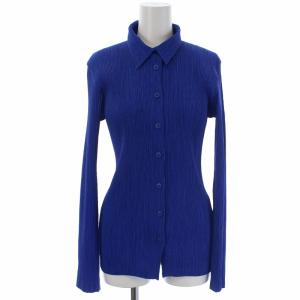 プリーツギャザーブラウス M ブルー