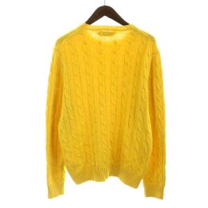 POLO RALPH LAUREN ケーブルニット セーター 長袖 ポニー刺繍 コットン M イエロー